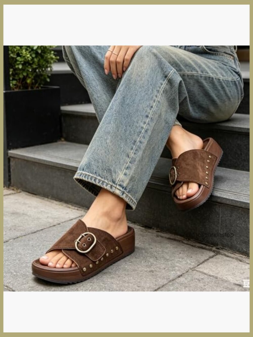 Platform Sandals, Arch Support Walking Sandals with Adjustable Buckle Straps, - Picture 7 of 7